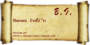Benes Iván névjegykártya