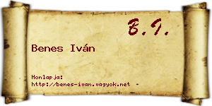 Benes Iván névjegykártya